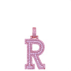 10K Rose White Gold 3D Letter R Initial Diamond Pendant 1.44 CT 1.5"