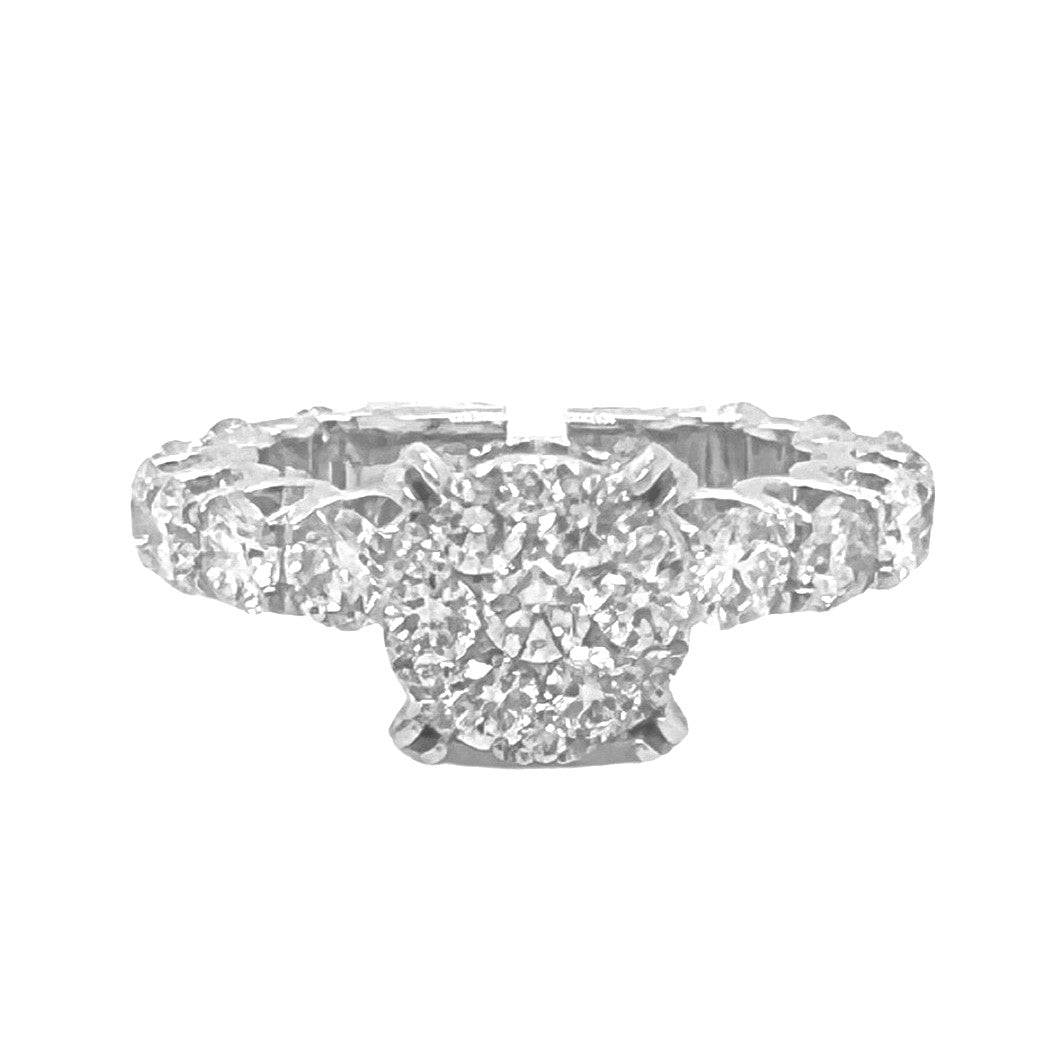 14K White Gold 3D Solitaire 9MM Eternity Style Engagement Diamond Ring 3.55 CT