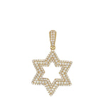 14K Yellow Gold Star of David VS Diamond Pendant 2.05 CT 1.75"