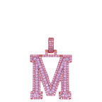 10K Rose White Gold 3D Letter M Initial Diamond Pendant 1.9 CT 1.5"