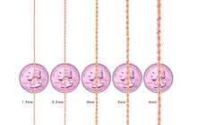 Load image into Gallery viewer, Solid Italian 10K Rose Gold Rope Chain 4MM 16-28 Inches
