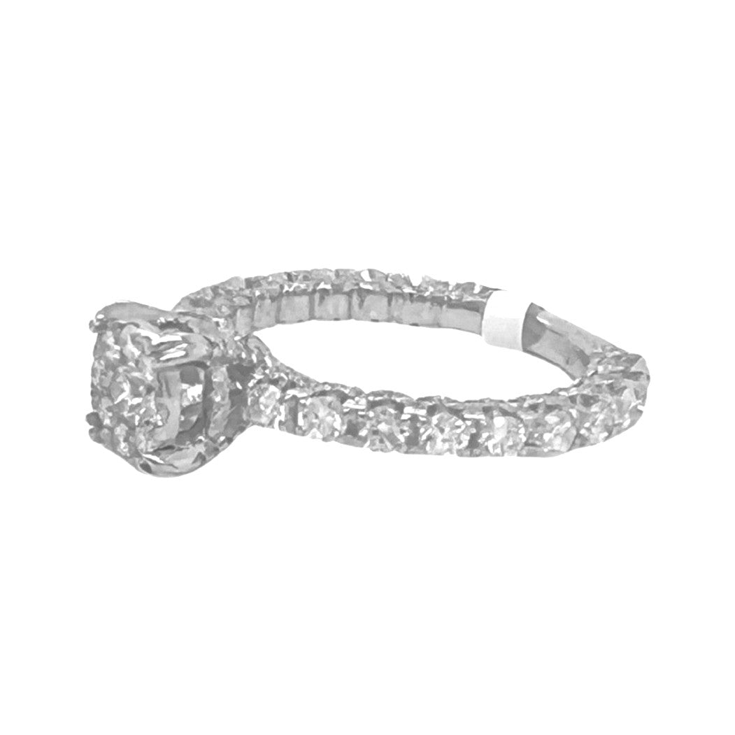 14K White Gold 3D Solitaire 6.5MM Eternity Style Engagement Diamond Ring 1.45 CT