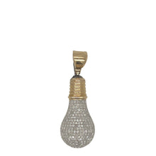 Load image into Gallery viewer, 10K Yellow Gold Light Bulb Diamond Pendant 1.07 CT 1.65&quot;
