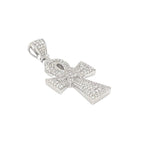 14K White Gold Egyptian Ankh Diamond Cross Pendant 2.26 CT 1.9"