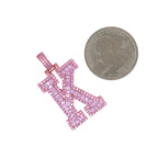 10K Rose White Gold 3D Letter K Initial Diamond Pendant 1.78 CT 1.5"