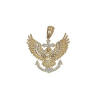 10K Yellow Gold Eagle Anchor Diamond Pendant 0.20 CT 1.6"