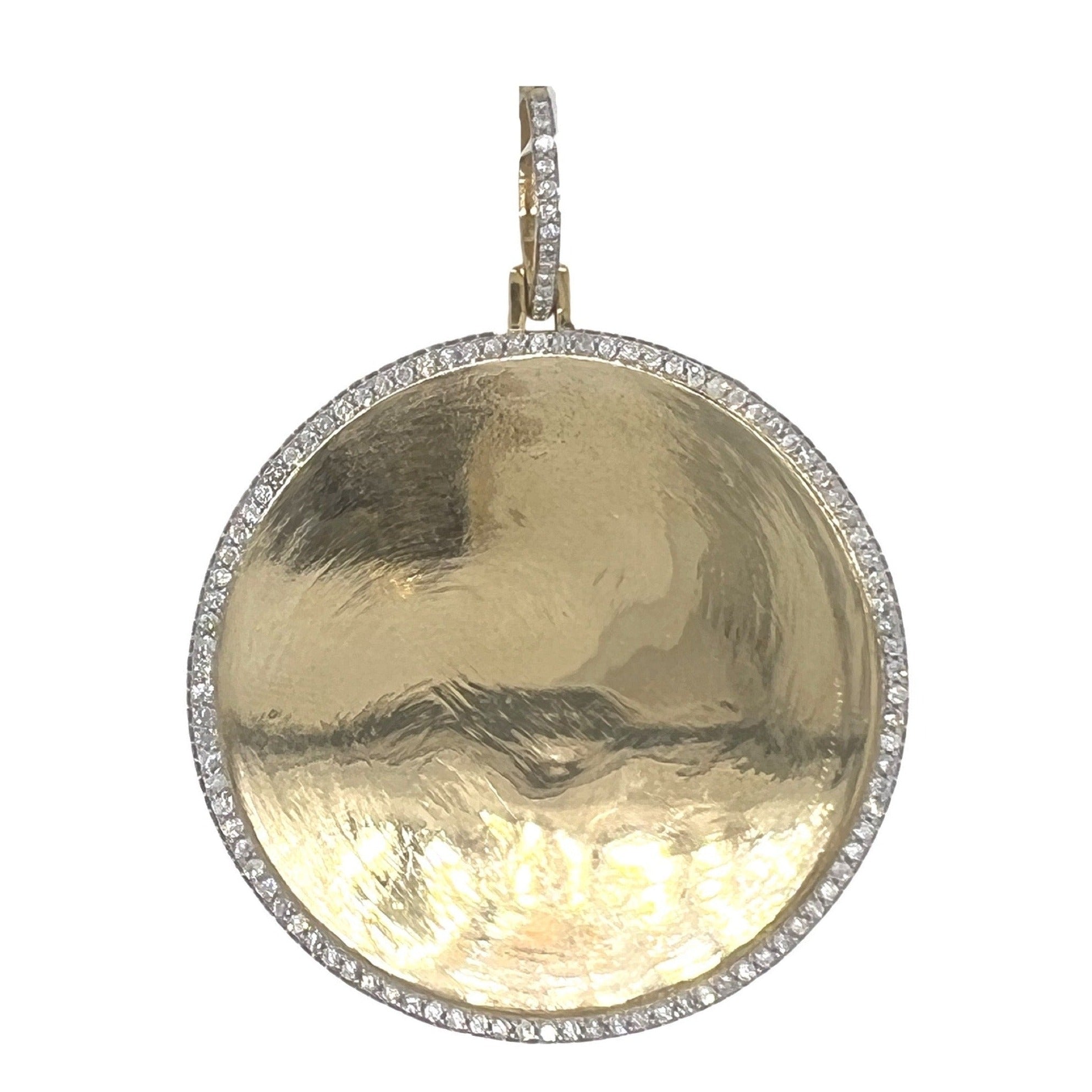 10K Yellow Gold Round Memory Frame VS Diamond Pendant 2.74 CT 2.75"