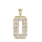 10K Yellow Gold Block Letter 0 Initial Diamond Pendant 1.88 CT 1.6"
