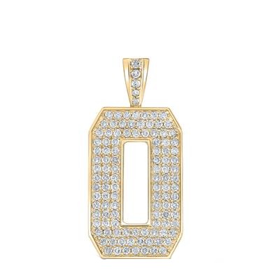 10K Yellow Gold Block Letter 0 Initial Diamond Pendant 1.88 CT 1.6"