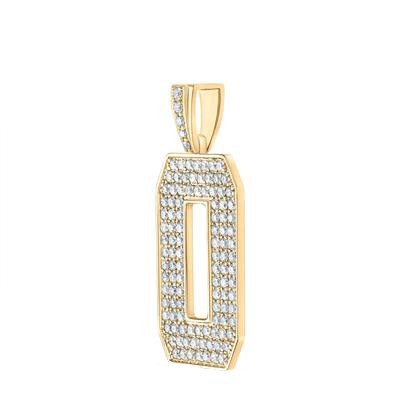 10K Yellow Gold Block Letter 0 Initial Diamond Pendant 1.88 CT 1.6"