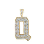 10K Yellow Gold Block Letter Q Initial Diamond Pendant 2.03 CT 1.6"