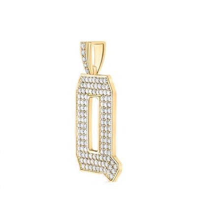 10K Yellow Gold Block Letter Q Initial Diamond Pendant 2.03 CT 1.6"