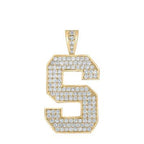10K Yellow Gold Block Letter S Initial Diamond Pendant 2.75 CT 1.6"