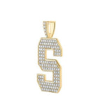 10K Yellow Gold Block Letter S Initial Diamond Pendant 2.75 CT 1.6"
