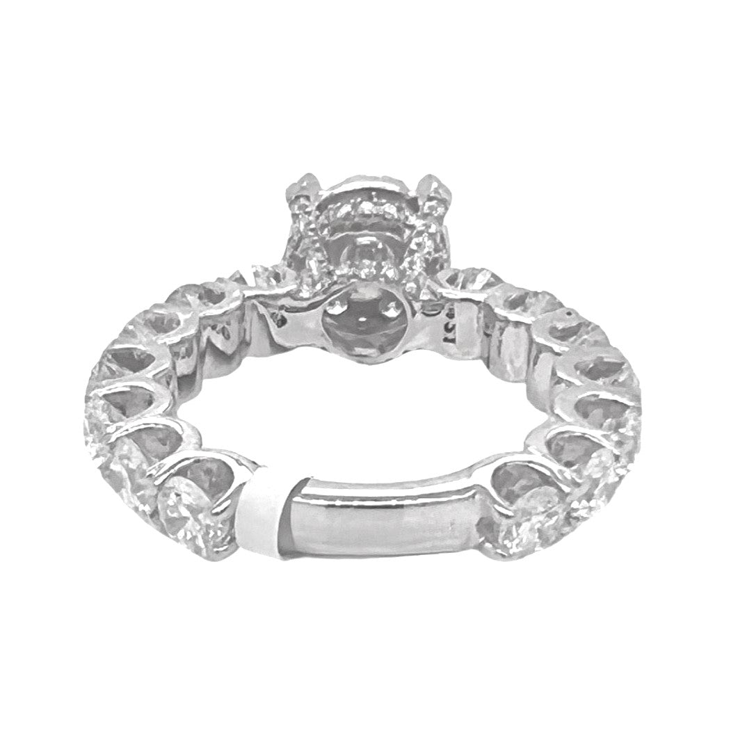 14K White Gold 3D Solitaire 9MM Eternity Style Engagement Diamond Ring 3.55 CT