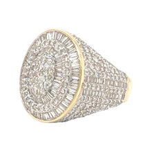 Load image into Gallery viewer, Mens 14K Yellow Gold Oval Shape Baguette Diamond Ring 6.69 CT
