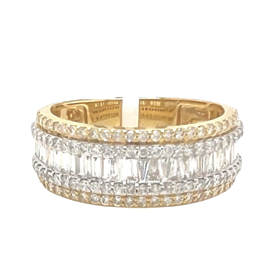 10K Yellow Gold 8.5MM Baguette Wedding Diamond Band Ring 1.45 CT