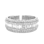 10K White Gold 8.5MM Baguette Wedding Diamond Band Ring 1.49 CT