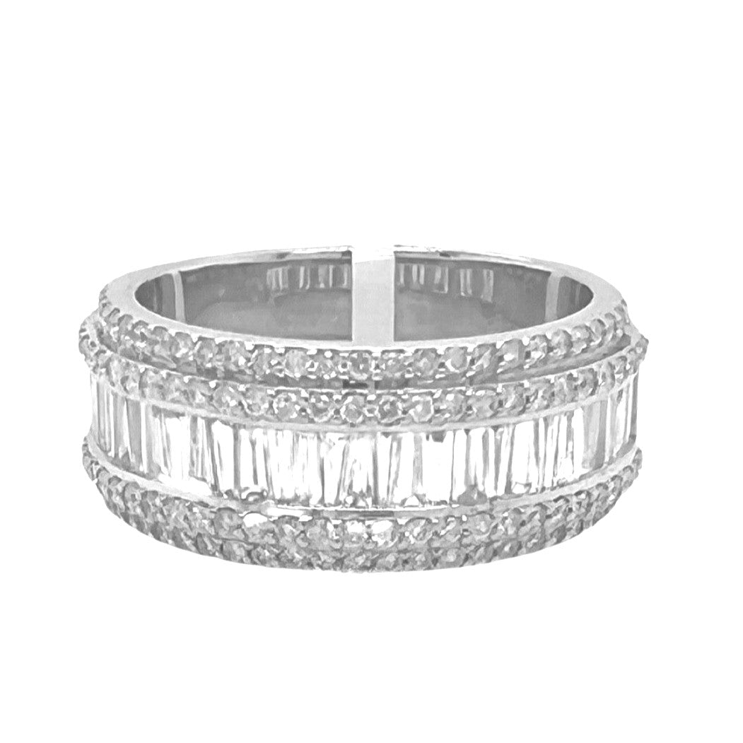 10K White Gold 10MM Baguette Wedding Diamond Band Ring 2.02 CT