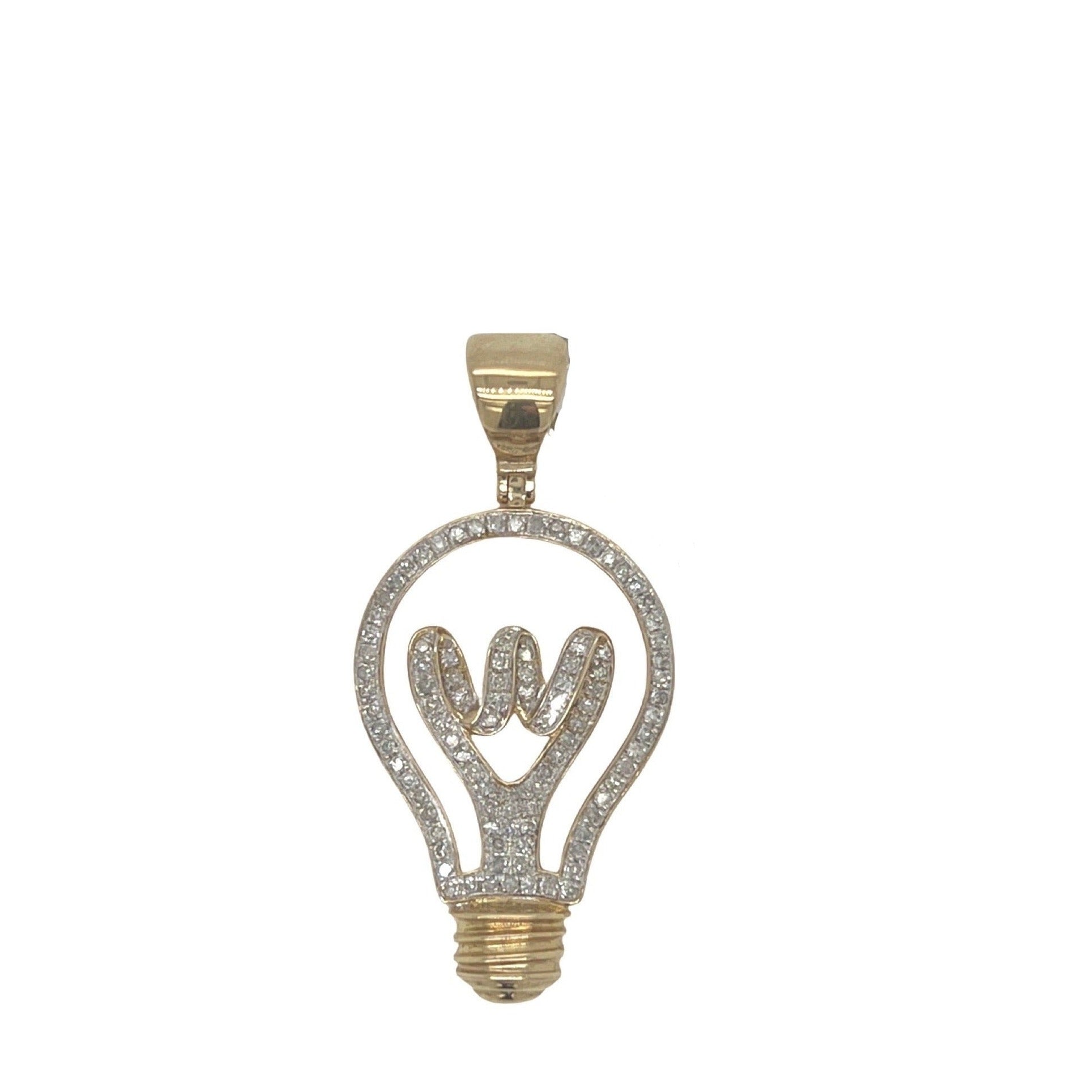 10K Yellow Gold Light Bulb Diamond Pendant 0.57 CT 1.65"