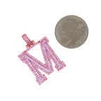 10K Rose White Gold 3D Letter M Initial Diamond Pendant 1.9 CT 1.5"