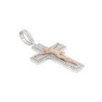 10K Two-Tone Gold Crucifix Diamond Cross Pendant 3.75 CT 2.75"