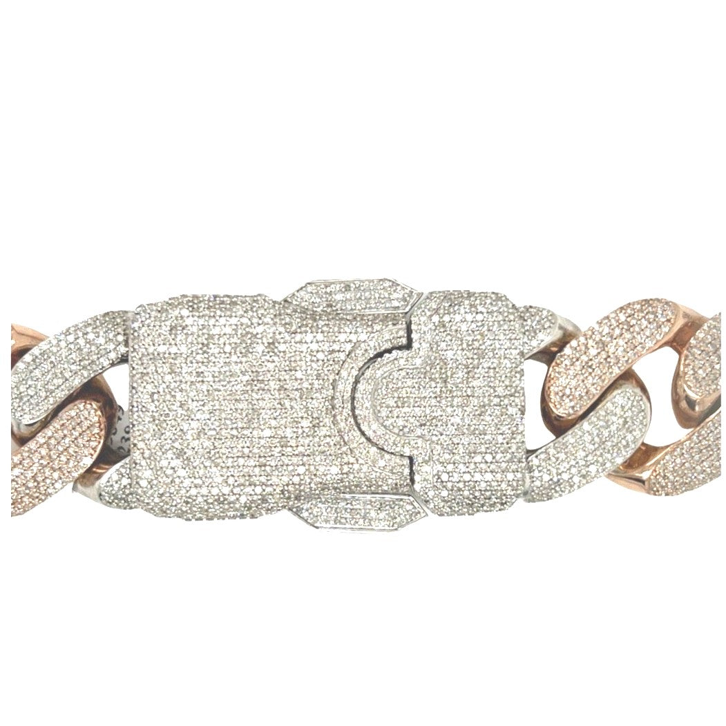 10K Rose White Gold Half Kilo 24MM Miami Cuban Diamond Chain 40.85 CT - 22"
