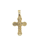 10K Yellow Gold Cluster VS Diamond Cross Pendant 2.3 CT 1.9"
