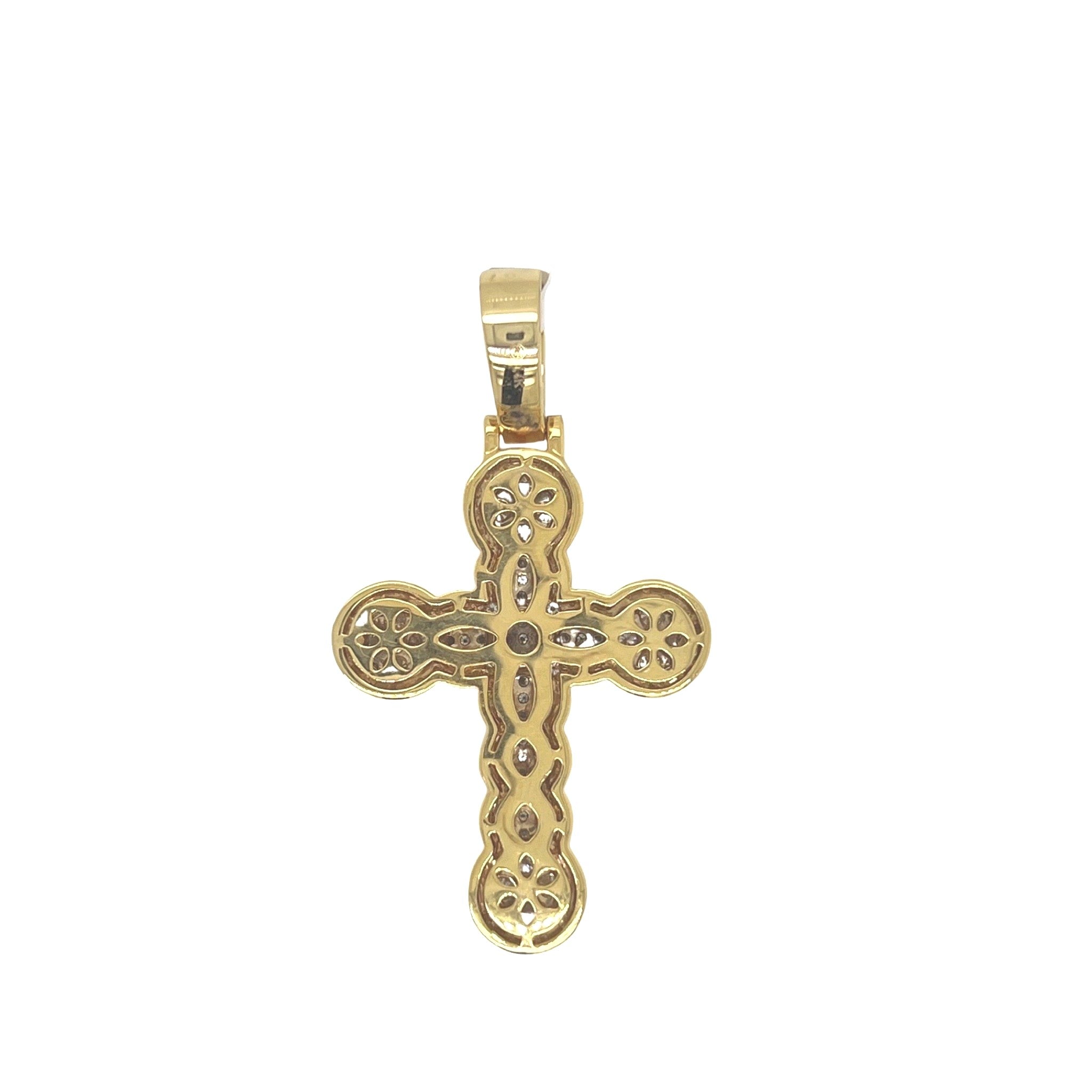 10K Yellow Gold Cluster VS Diamond Cross Pendant 2.3 CT 1.9"