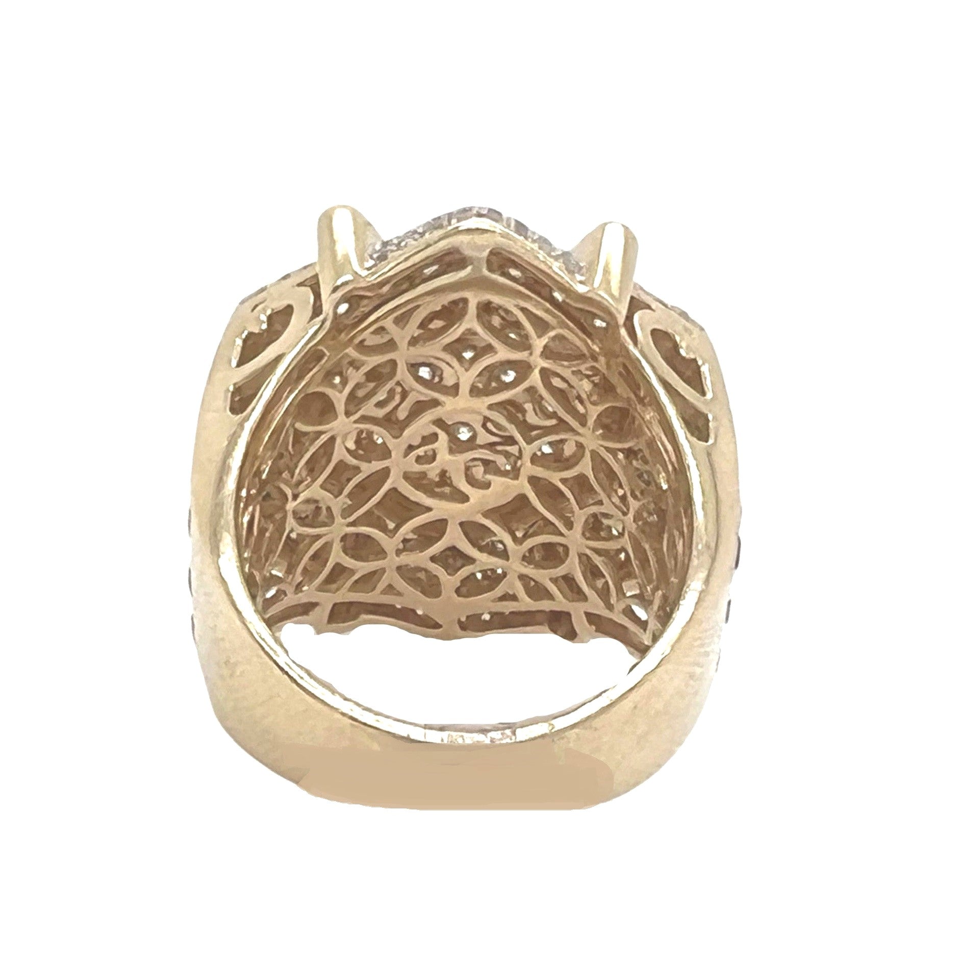 Mens 14K Yellow Gold Hexagon Shape Pinky Diamond Ring 4.5 CT