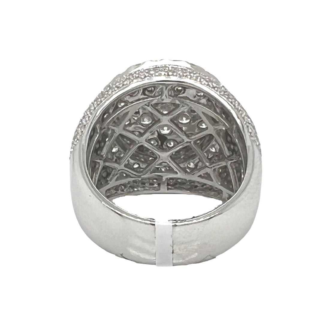 10K White Gold 21MM 3D Round Cluster Pinky VS Diamond Ring 5.11 CT
