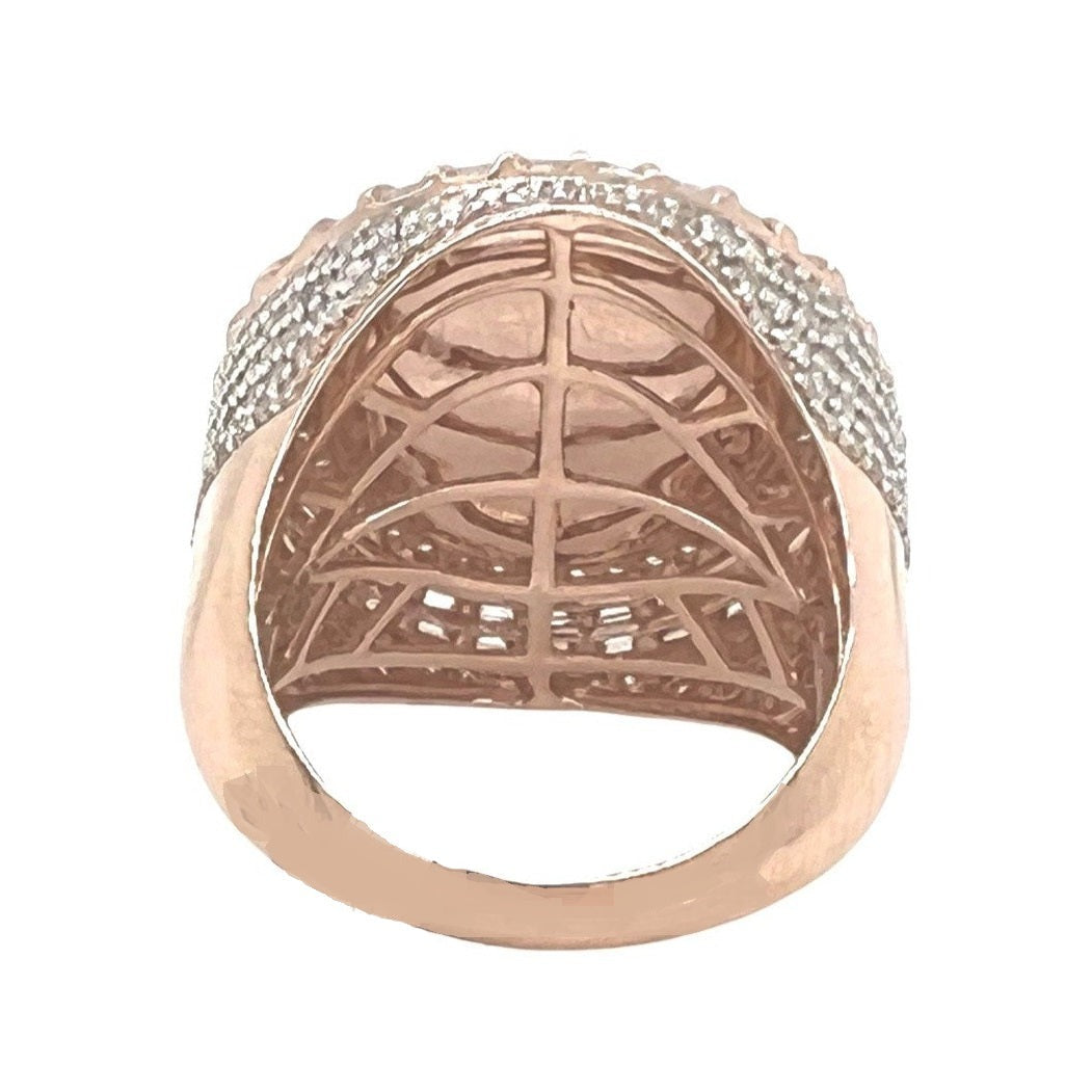 10K Rose Gold 24.5MM Round Memory Frame Baguette Diamond Ring 2.68 CT