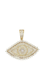 10K Yellow Gold 3D Evil Eye Marquise Solitaire VS Diamond Pendant 4.0 CT 1.45"