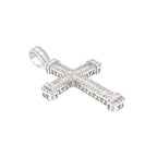 10K White Gold Baguette Diamond Cross Pendant 4.5 CT 2.6"