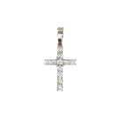 10K White Gold 1 Row Miracle Tennis Diamond Cross Pendant 0.43 CT 1.6"