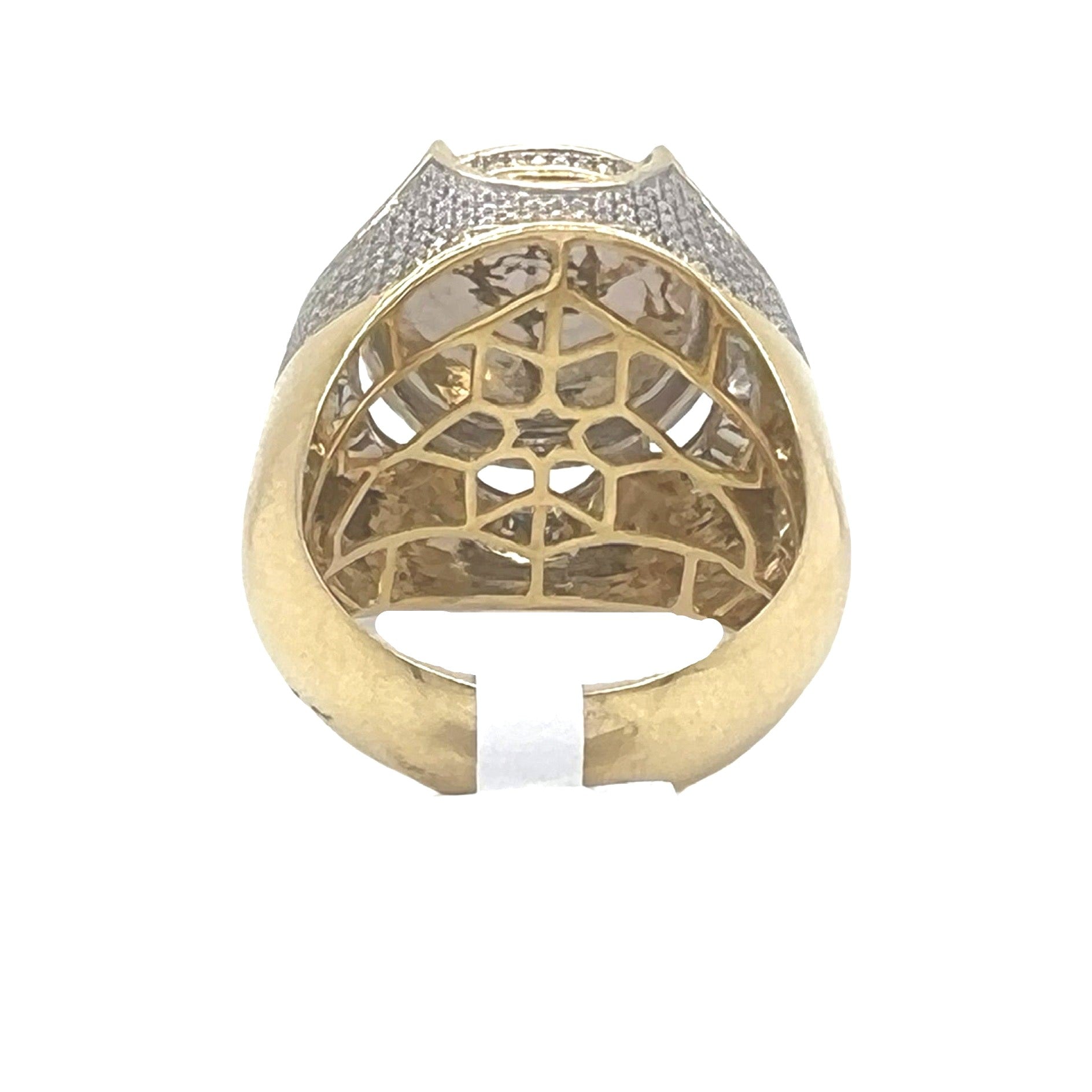 Mens 10K Yellow Gold Round Pinky Pave Diamond Ring 1.81 CT