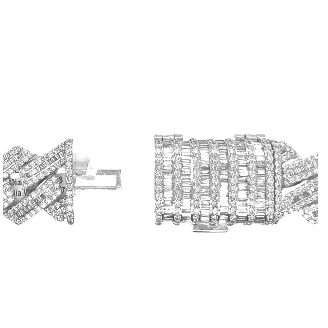 10K White Gold 24MM Miami Cuban Baguette VS Diamond Chain 75.67 CT