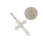 14K White Gold Designer Diamond Cross Pendant 2.35 CT 2.1"