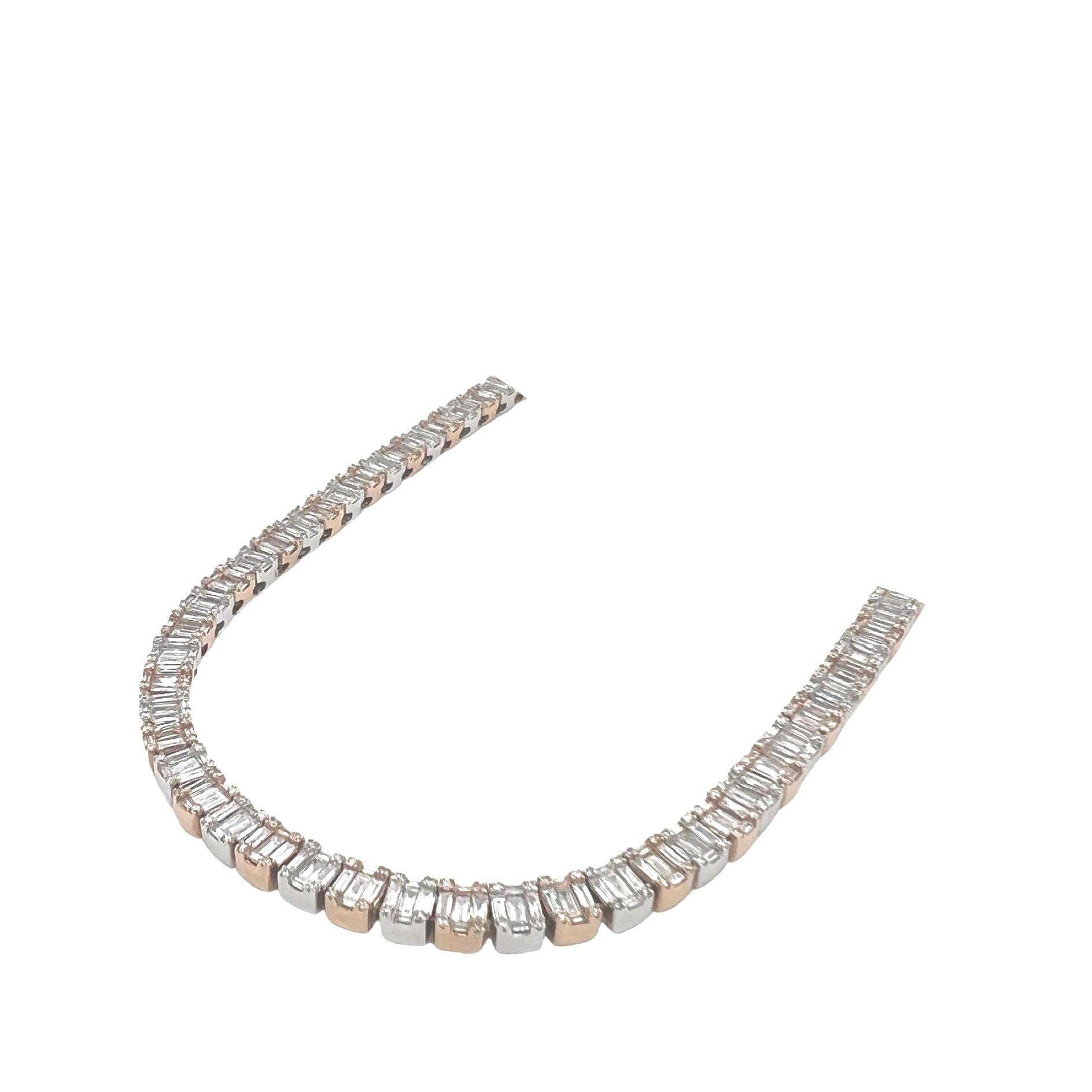 14K Two-Tone Gold 5MM Tennis Baguette Diamond Chain 15.0 CT - 20"