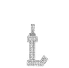 10K White Gold 3D Letter L Initial Diamond Pendant 1.44 CT 1.5"