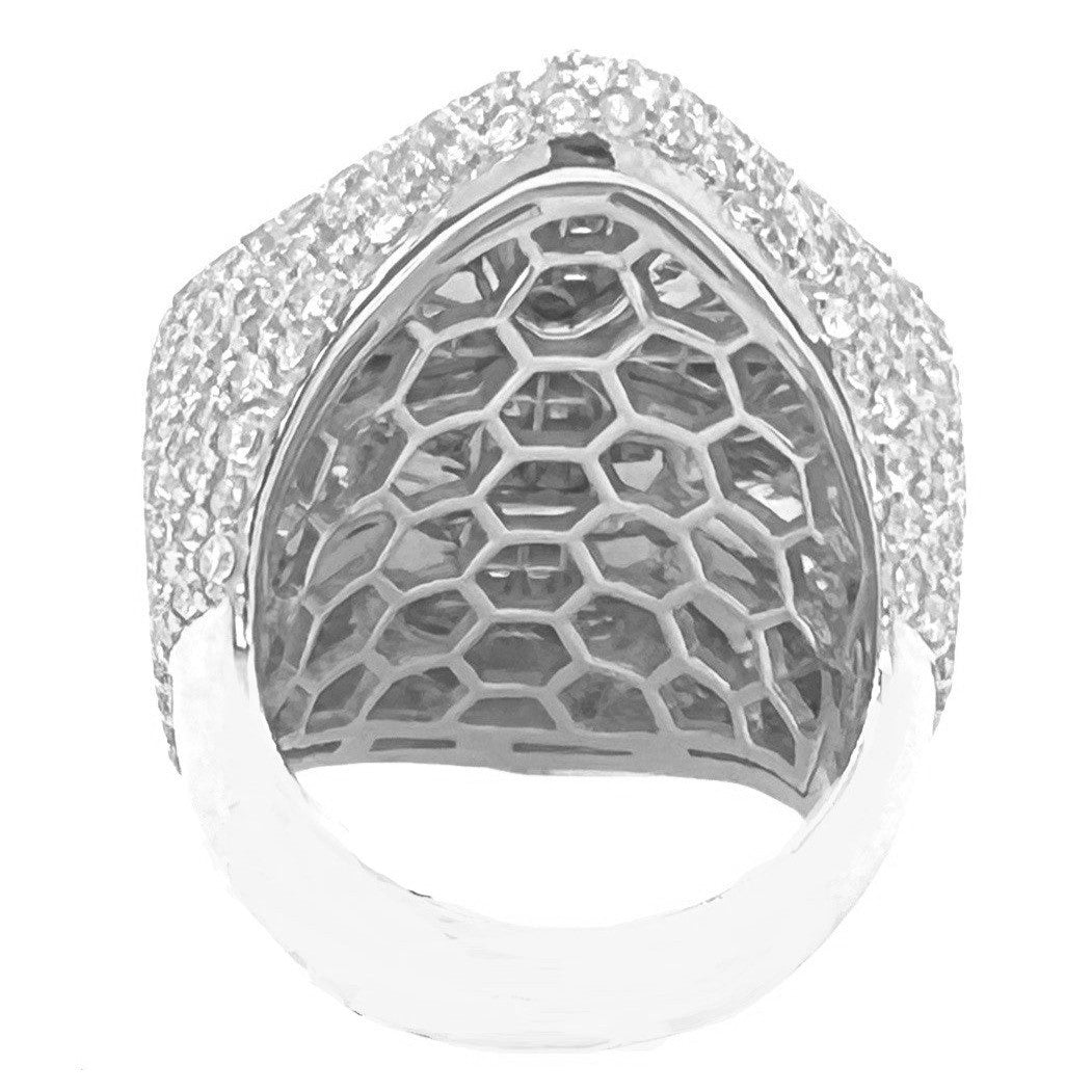 10K White Gold 33MM 3D Gothic Cross VS Emerald Diamond Ring 6.66 CT
