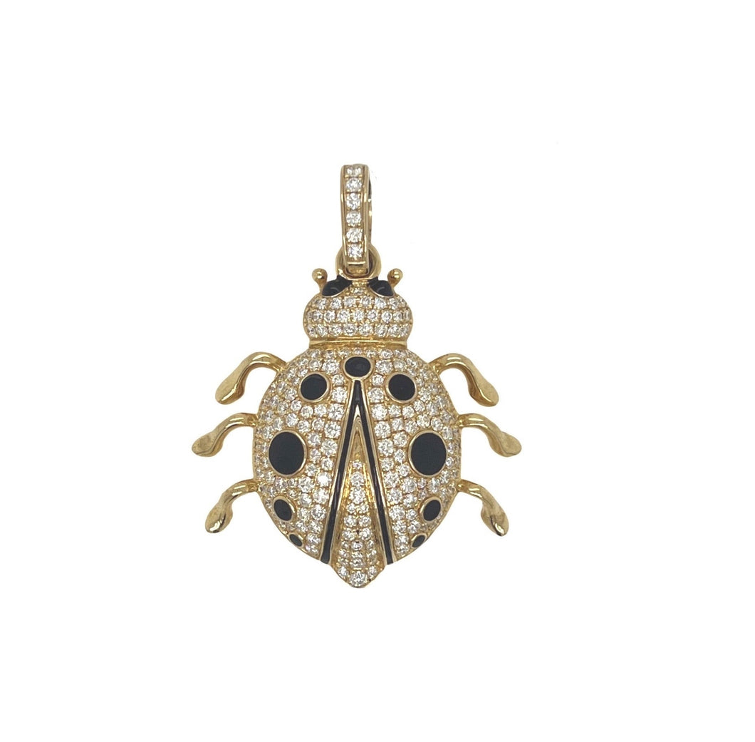 10K Yellow Gold Lady Bird VS Diamond Pendant 1.9 CT 1.75