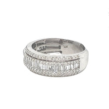 Load image into Gallery viewer, Unisex 14K White Gold Baguette Round Diamond Wedding Band Ring 1.55 CT
