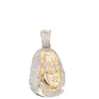10K Yellow Gold Benjamin Franklin Head Diamond Pendant 1.15 CT 1.85"