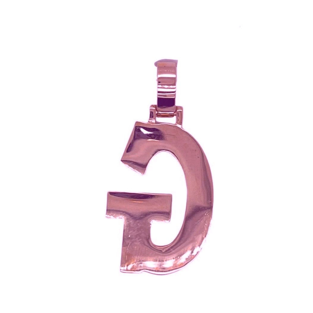 10K Rose White Gold 3D Letter G Initial Diamond Pendant 1.40 CT 1.5"