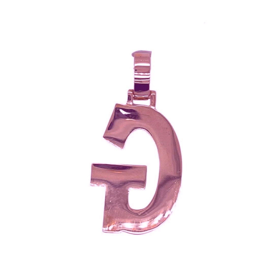 10K Rose White Gold 3D Letter G Initial Diamond Pendant 1.40 CT 1.5"