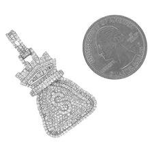 Load image into Gallery viewer, 10K White Gold Moneybag $ Sign Baguette VS Diamond Pendant 2.16 CT 1.2&quot;
