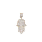 10K Yellow Gold Hamsa Diamond Pendant 0.65 CT 1.7"