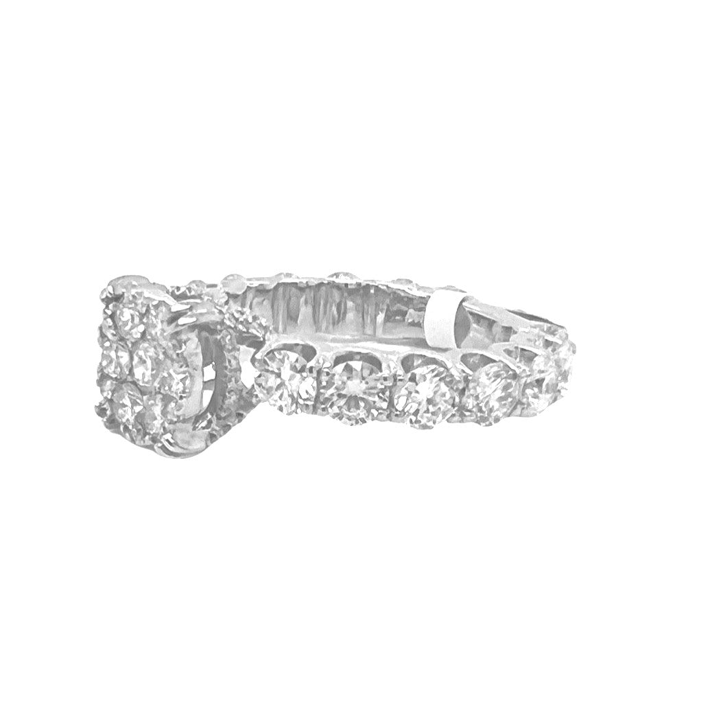 14K White Gold 3D Solitaire 9MM Eternity Style Engagement Diamond Ring 3.55 CT