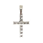 10K White Gold 1 Row Miracle Tennis Diamond Cross Pendant 0.43 CT 1.6"